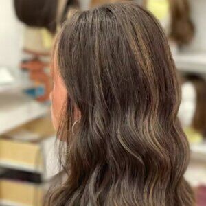 Dark brown SYNTHETIC wig with highlights